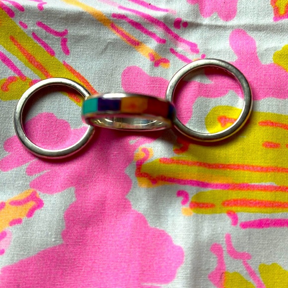Silpada 3 rings sterling silver multi color size 8 - Picture 1 of 4